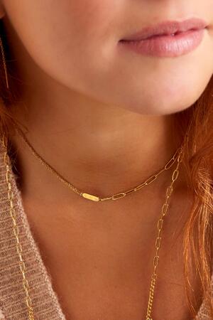 Stainless Steel Necklace with Double Chain and Charm Gold h5 Picture2